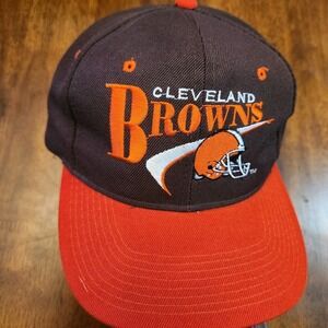 Vintage Cleveland Browns Snapback Hat 90s Drew Pearson Wool Blend NFL Back Logo